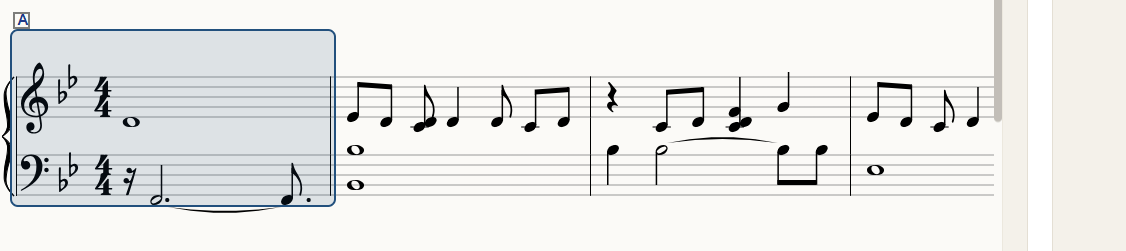 An engraved excerpt of the combined score in B-flat major
